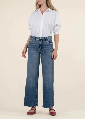 Kut From the Kloth Meg High Rise Fab Ab Wide Leg Raw Hem Jeans - Family