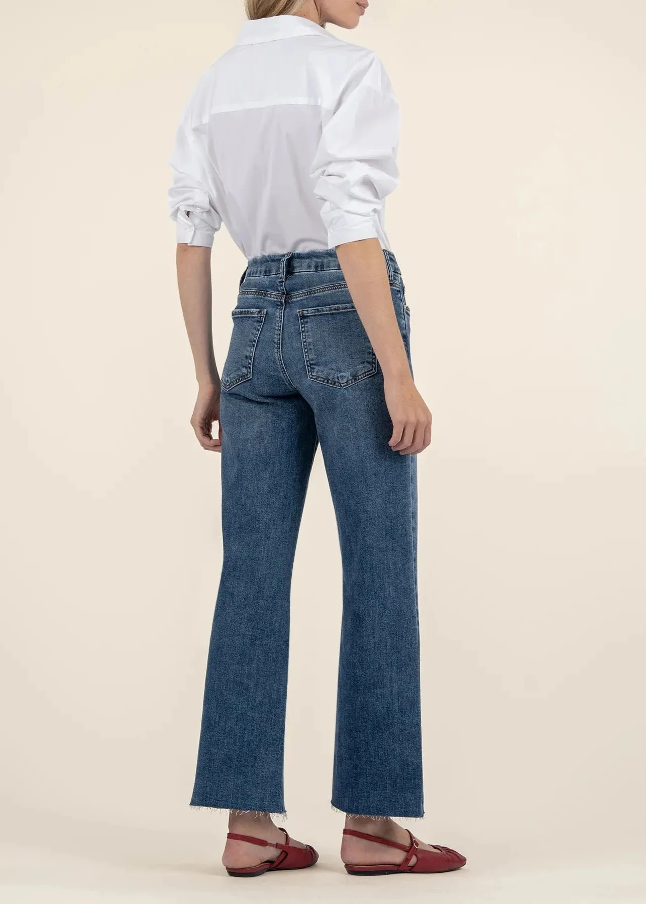 Kut From the Kloth Meg High Rise Fab Ab Wide Leg Raw Hem Jeans - Family