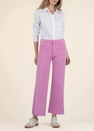 Kut From the Kloth Meg High Rise Fab Ab Wide Leg Raw Hem Jeans - Peony Pink