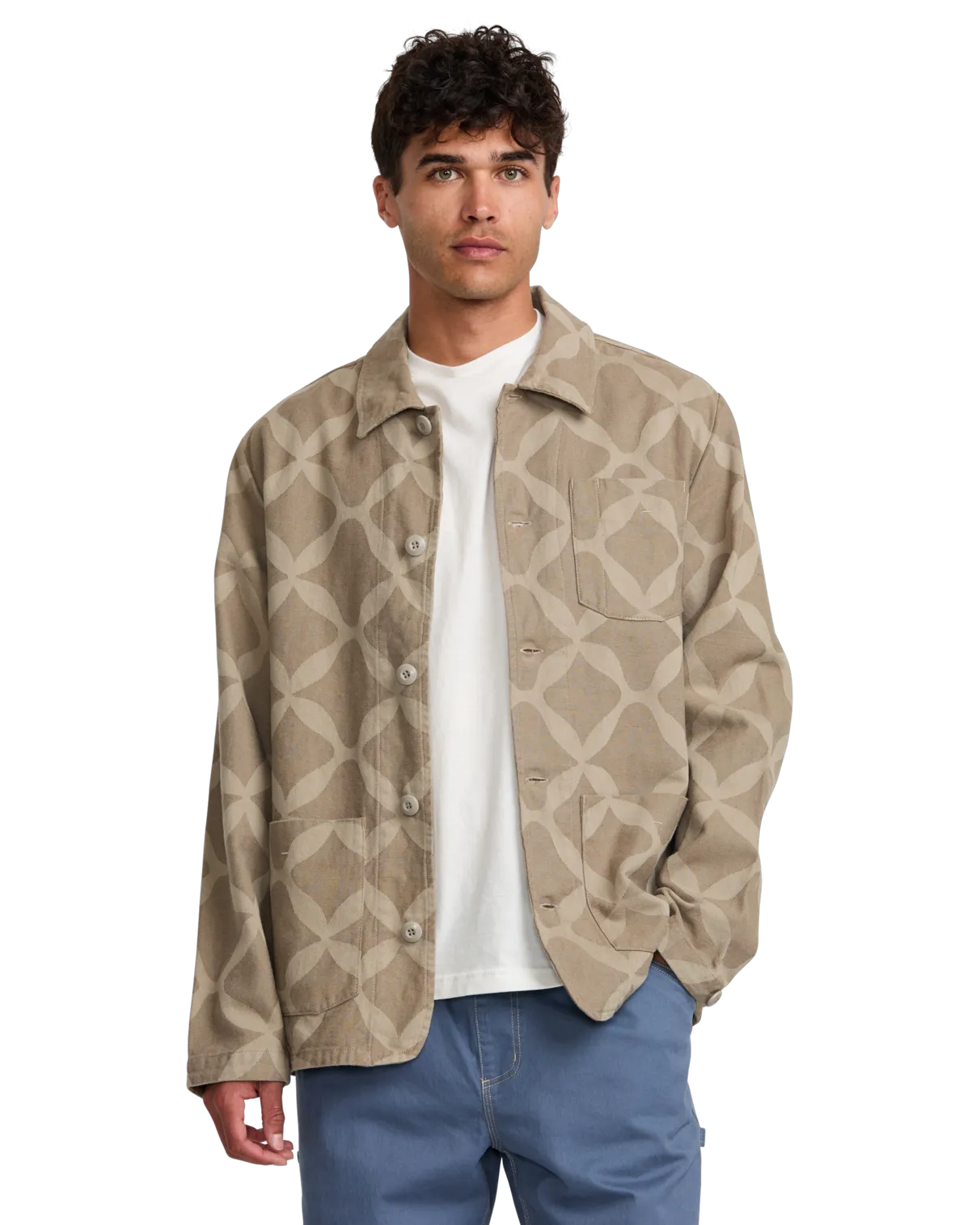 Lauryn Alvarez Ornament Chore Jacket in Sand Brown