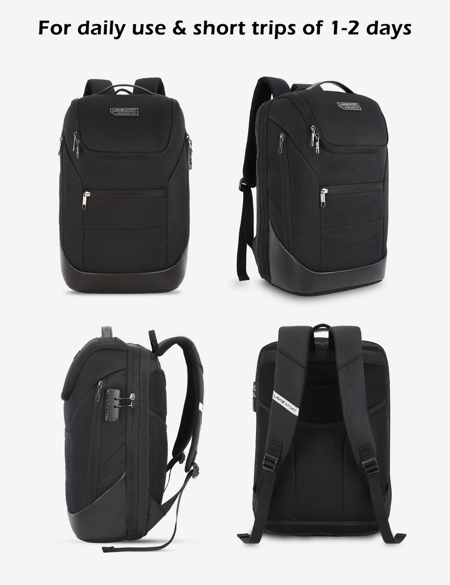 Lavie Sport Emperor 24L Anti-theft Laptop Backpack For Boys & Girls in Black and Red Colour