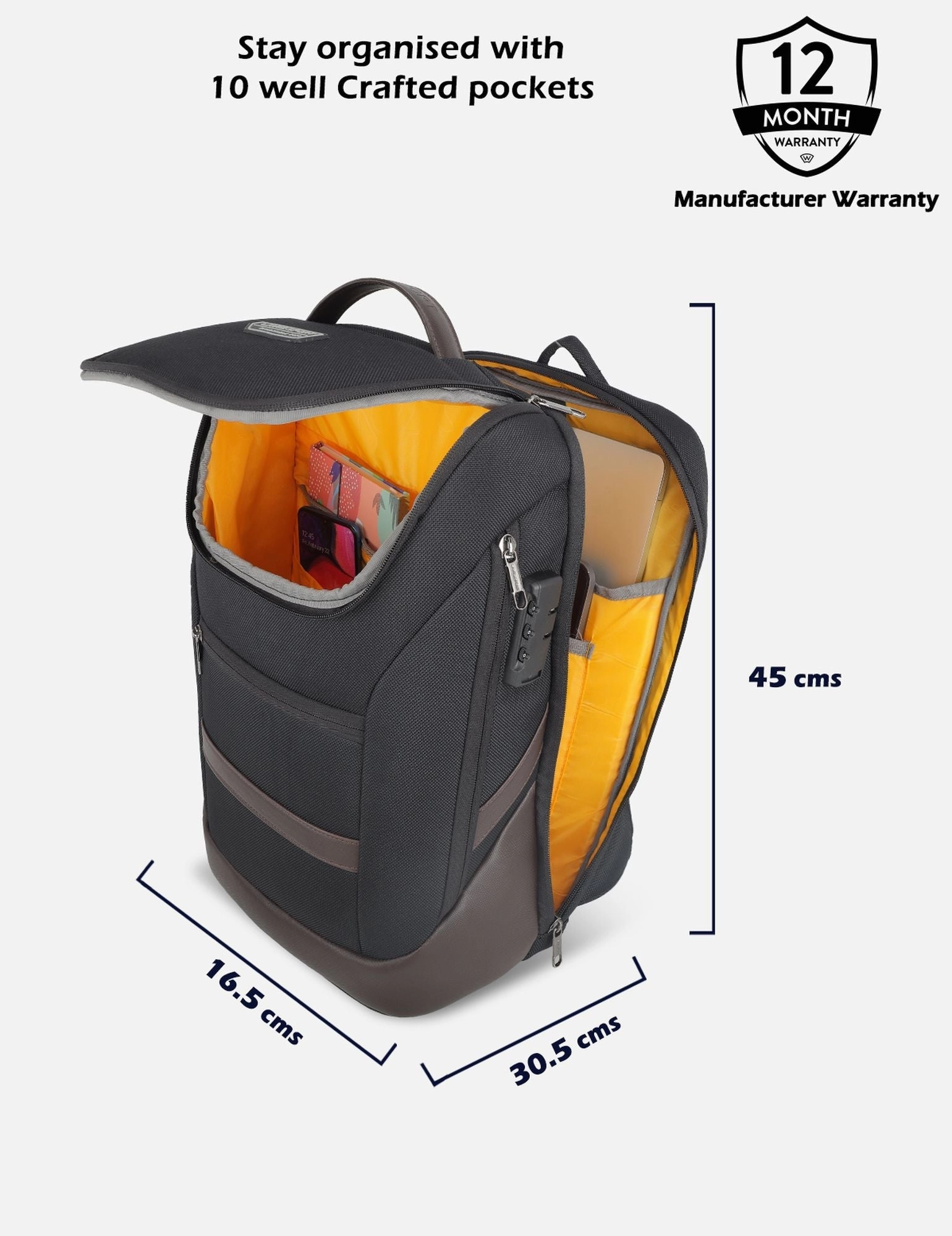 Lavie Sport Emperor 24L Anti-theft Laptop Backpack For Boys & Girls in Black and Red Colour