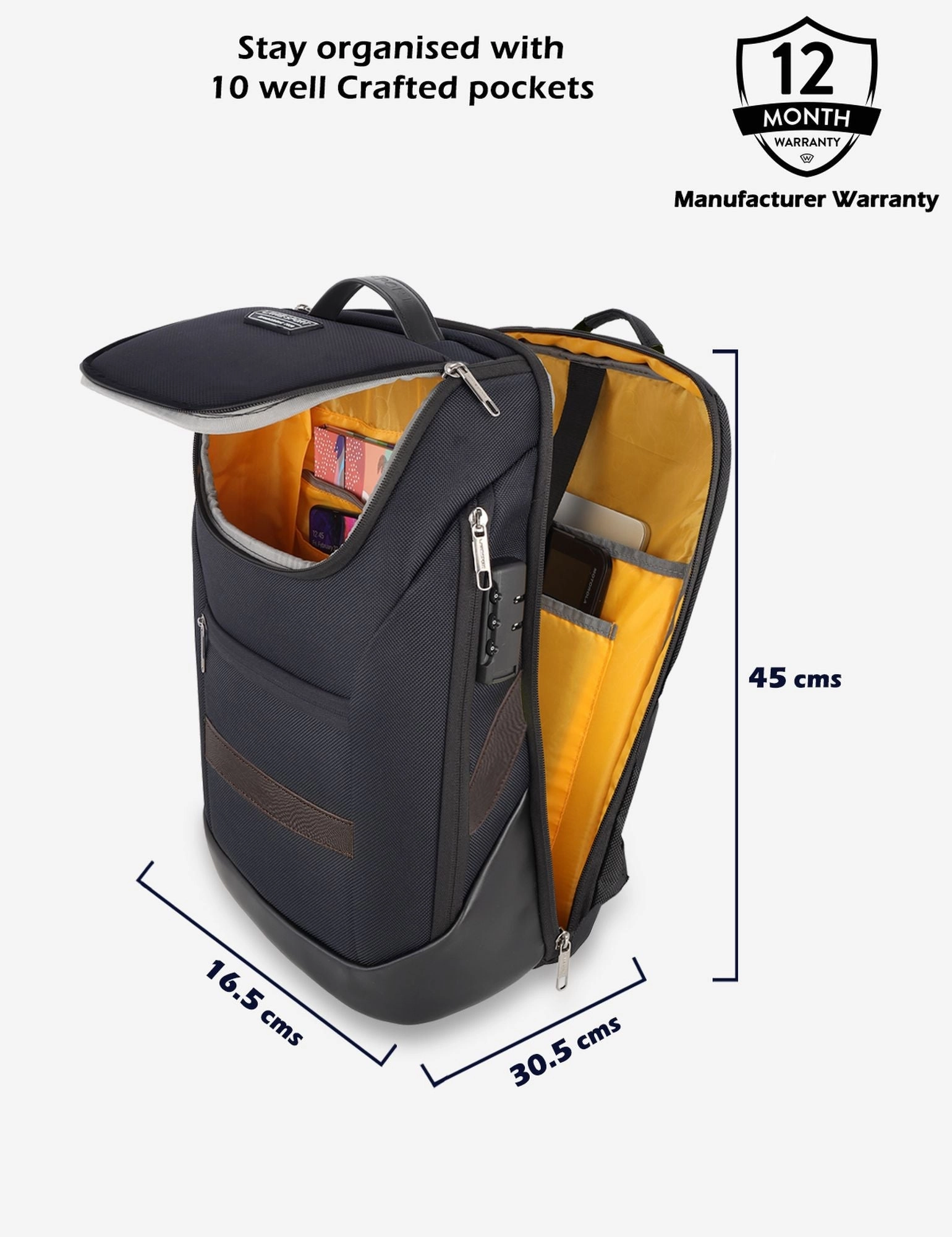 Lavie Sport Emperor 24L Anti-theft Laptop Backpack For Boys & Girls in Black and Red Colour
