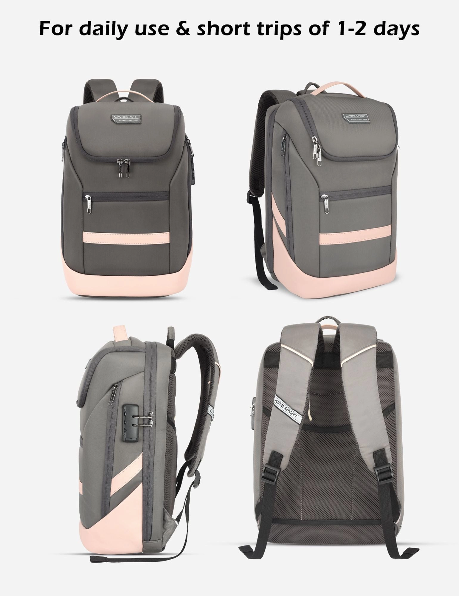 Lavie Sport Emperor 24L Anti-theft Laptop Backpack For Boys & Girls in Black and Red Colour