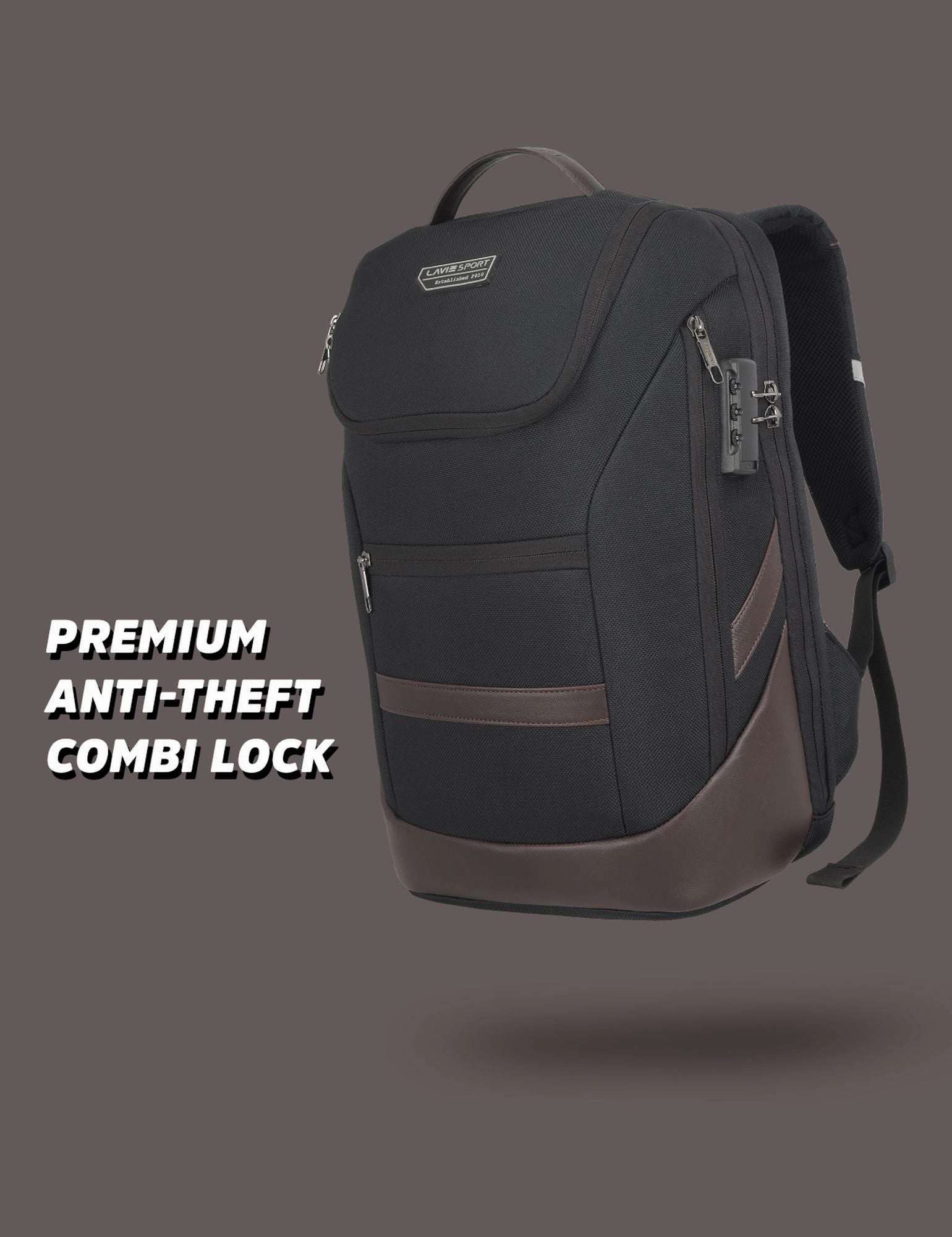 Lavie Sport Emperor 24L Anti-theft Laptop Backpack For Boys & Girls in Black and Red Colour