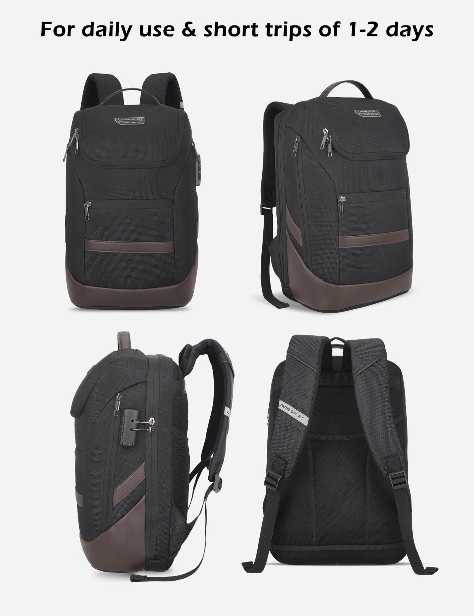 Lavie Sport Emperor 24L Anti-theft Laptop Backpack For Boys & Girls in Black and Red Colour