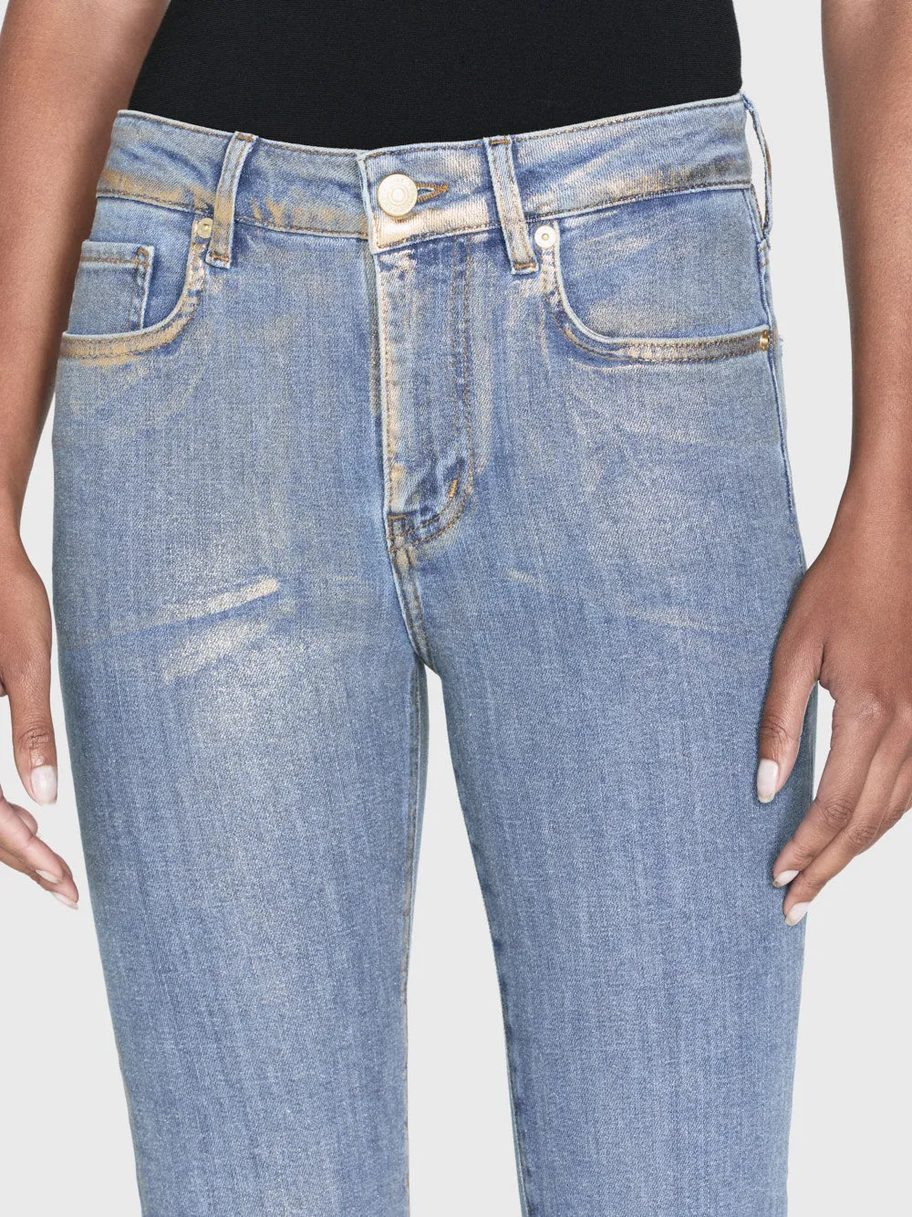 Le Crop Mini Boot -- Gold Hologram