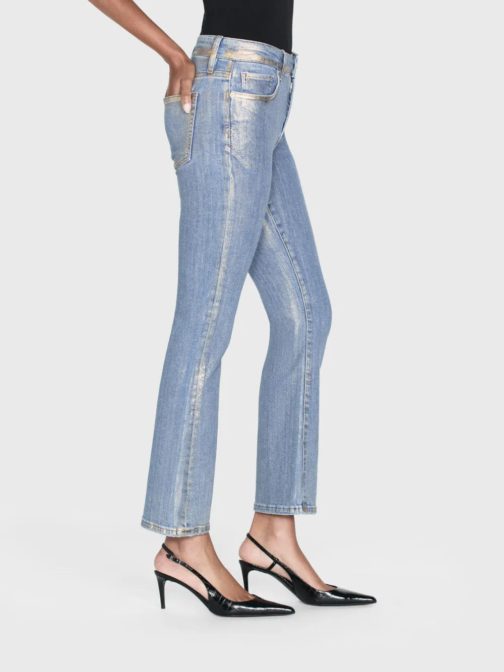 Le Crop Mini Boot -- Gold Hologram