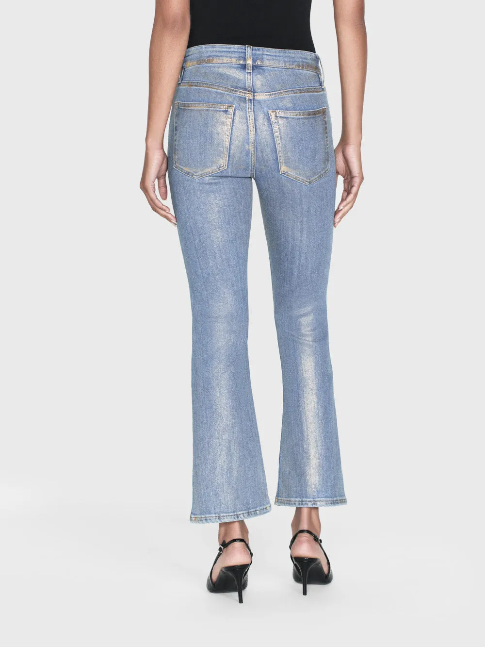 Le Crop Mini Boot -- Gold Hologram