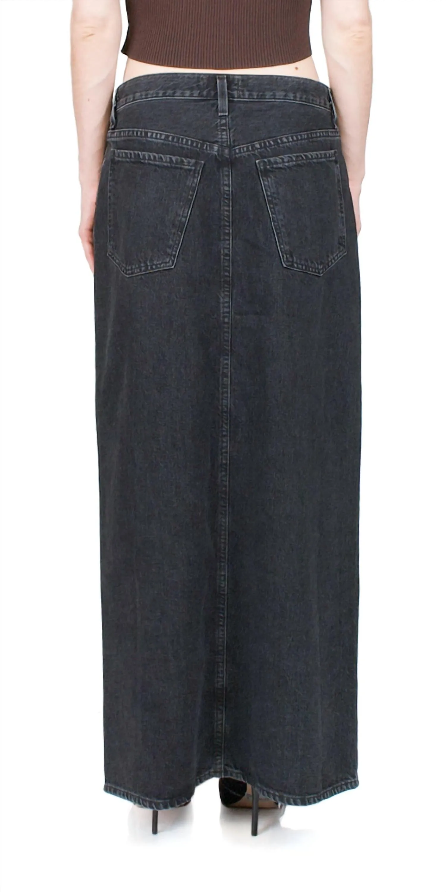 Leif Long Denim Skirt In Spider