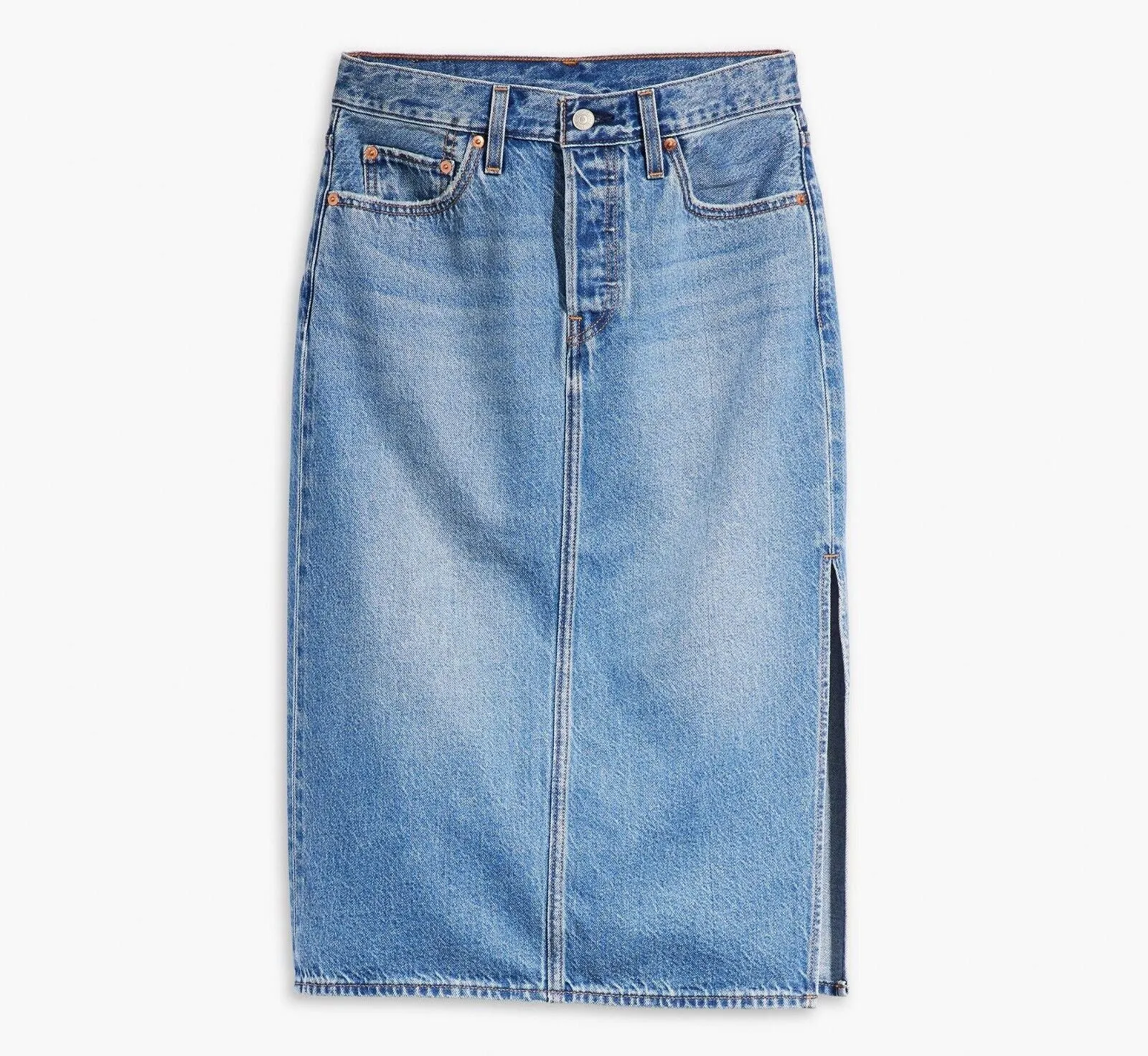 Levi's Skirt Women's 27 Blue Cotton Denim Medium Wash Side Slit Pencil VDA148