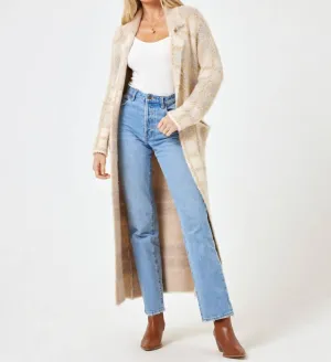 Long Wool Coat In Beige/white