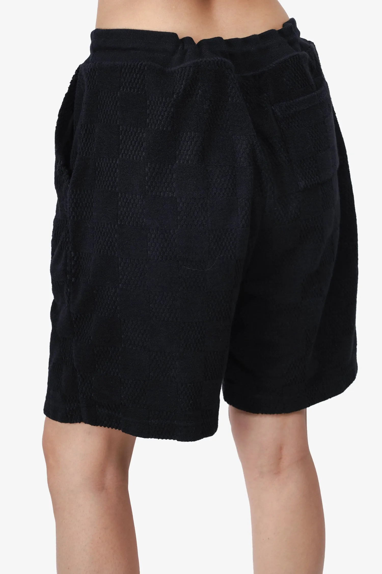 Louis Vuitton 2024 Black Damier French Terry Cotton Shorts Size Medium Mens