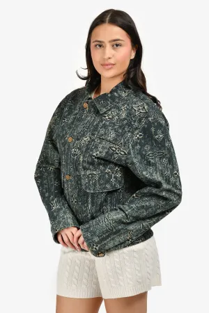 Louis Vuitton Blue Star Denim Monogram Zip-Up Jacket Size 50 Mens