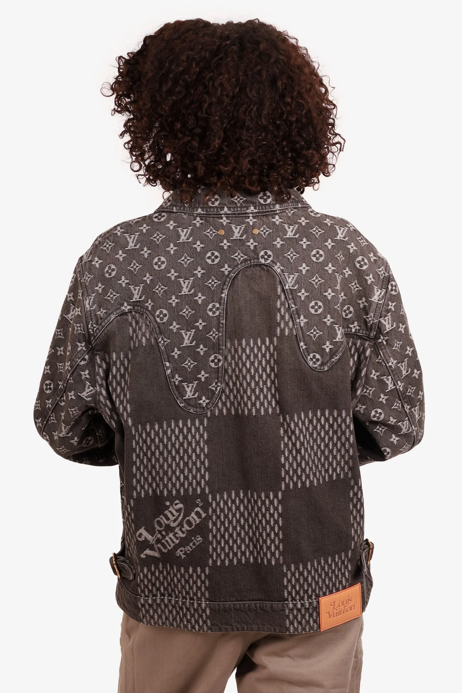 Louis Vuitton x Nigo 2020 Black Damier Monogram Denim Jacket Size 48 Mens