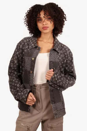 Louis Vuitton x Nigo 2020 Black Damier Monogram Denim Jacket Size 48 Mens
