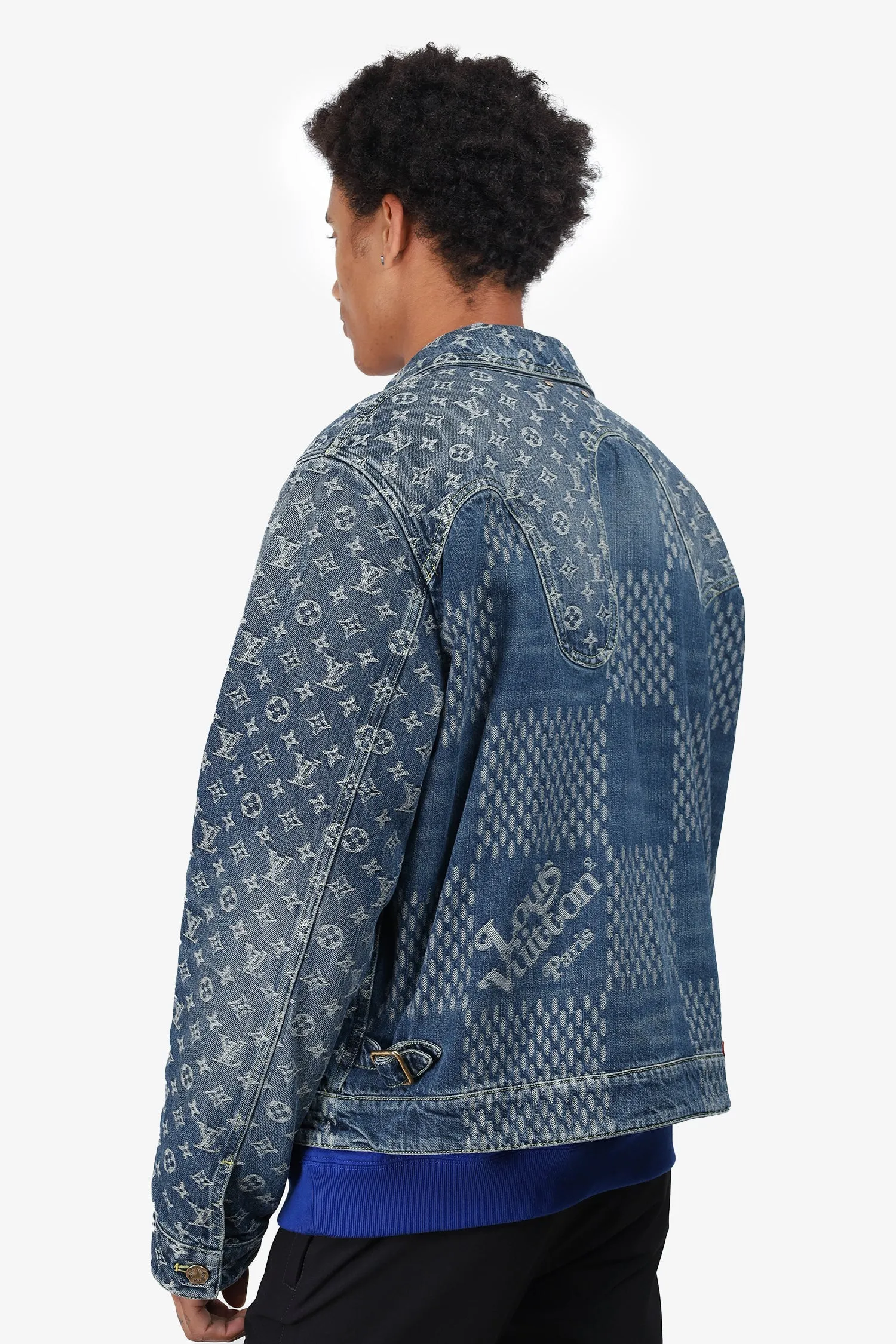 Louis Vuitton x Nigo 2020 Blue Damier Monogram Denim Jacket Size 52 Mens