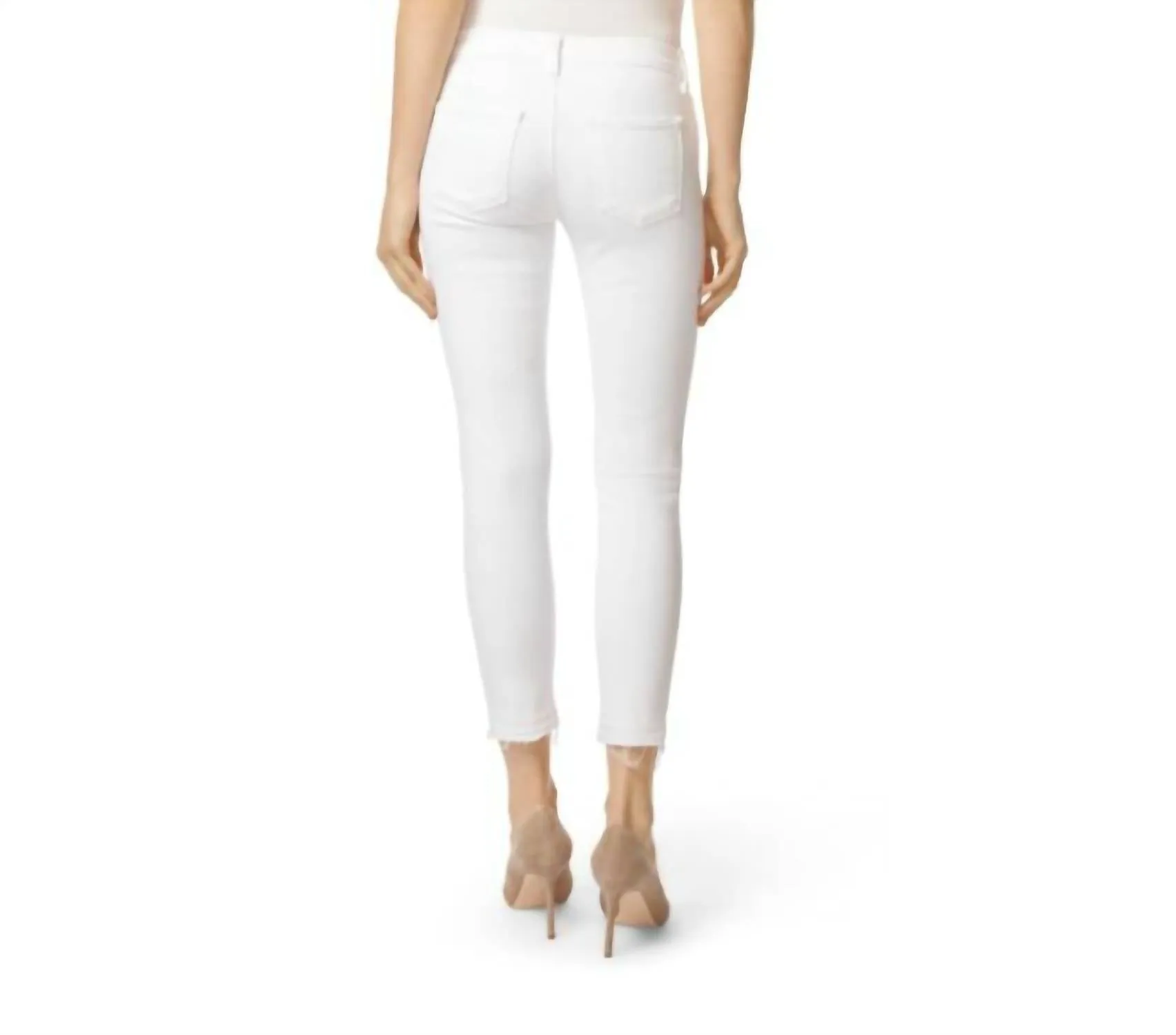Low Rise Distressed Crop Skinny Jeans In White