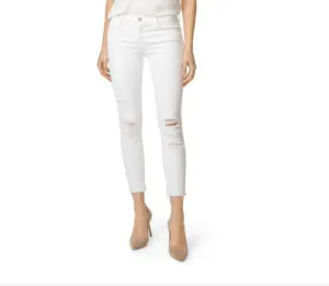 Low Rise Distressed Crop Skinny Jeans In White
