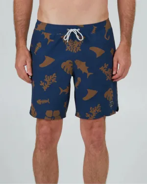 Lowtide Elastic Boardshort - Navy/Gold