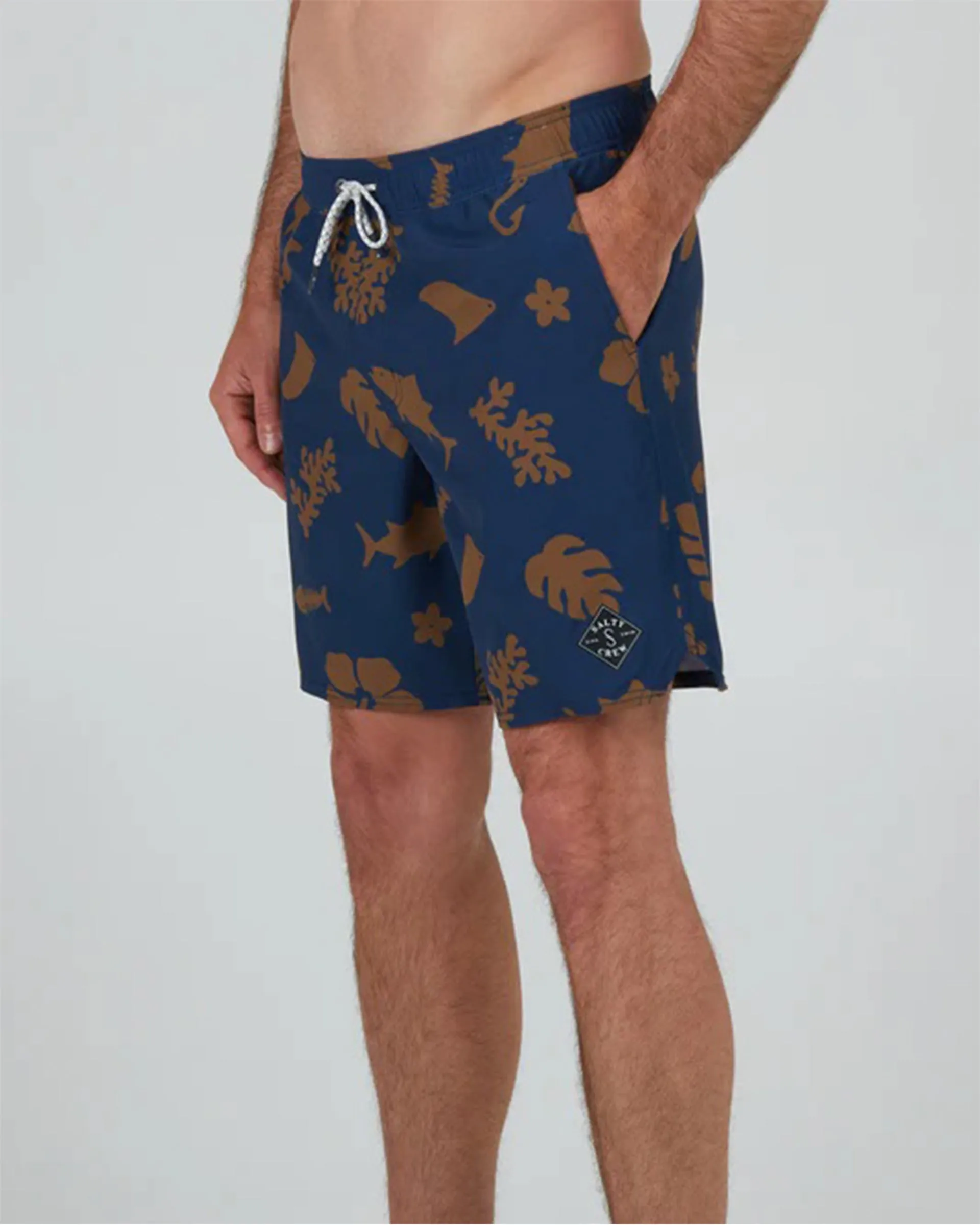 Lowtide Elastic Boardshort - Navy/Gold