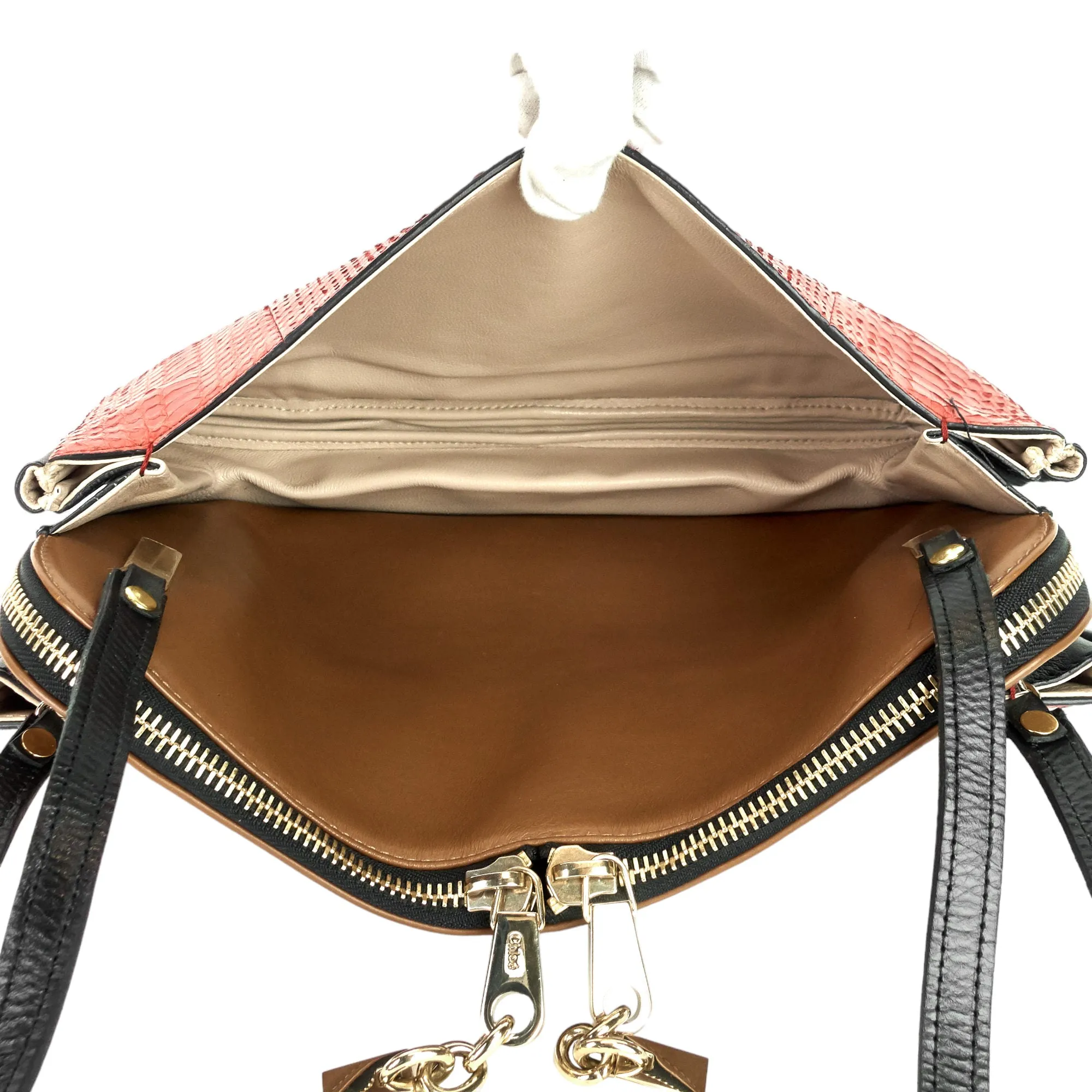 Lucy Python and Calfskin Leather Bag Bags_Chloé