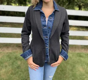 Lucy Sweatshirt Blazer In Denim/grey