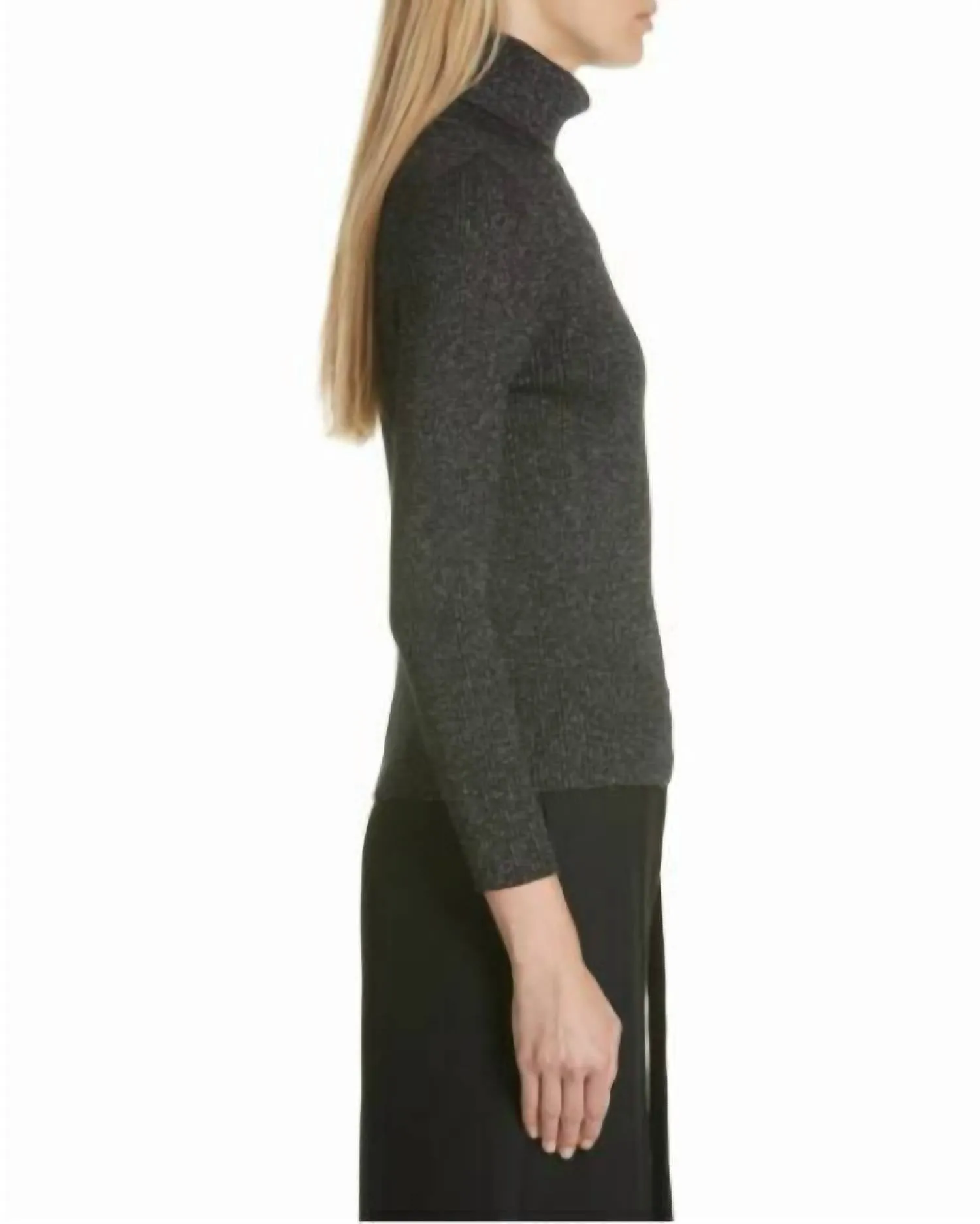 Lurex Rib Knit Turtleneck Sweater In Black