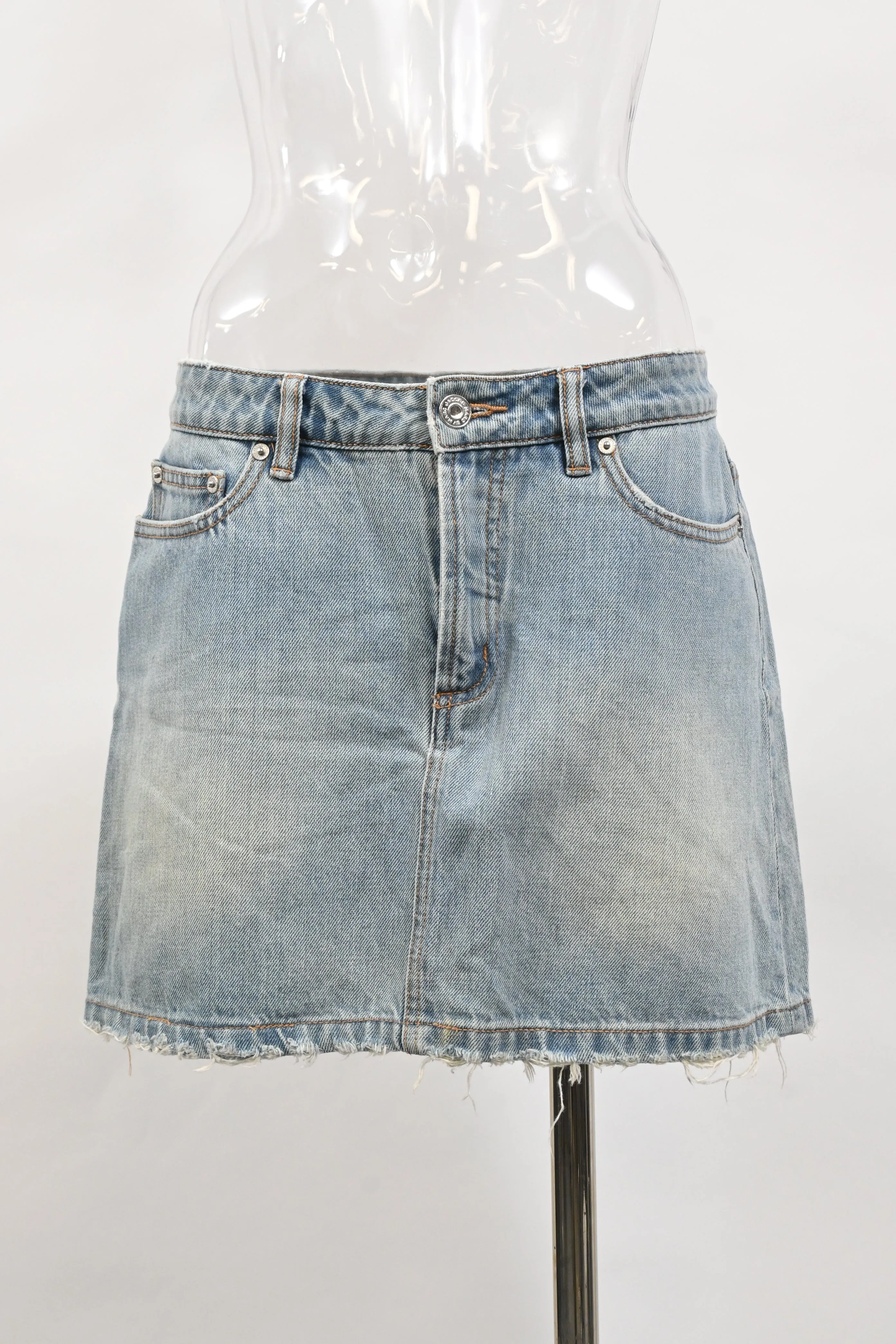 Marc by Marc Jacobs Mini A-Line Skirt in Blue Cotton Denim