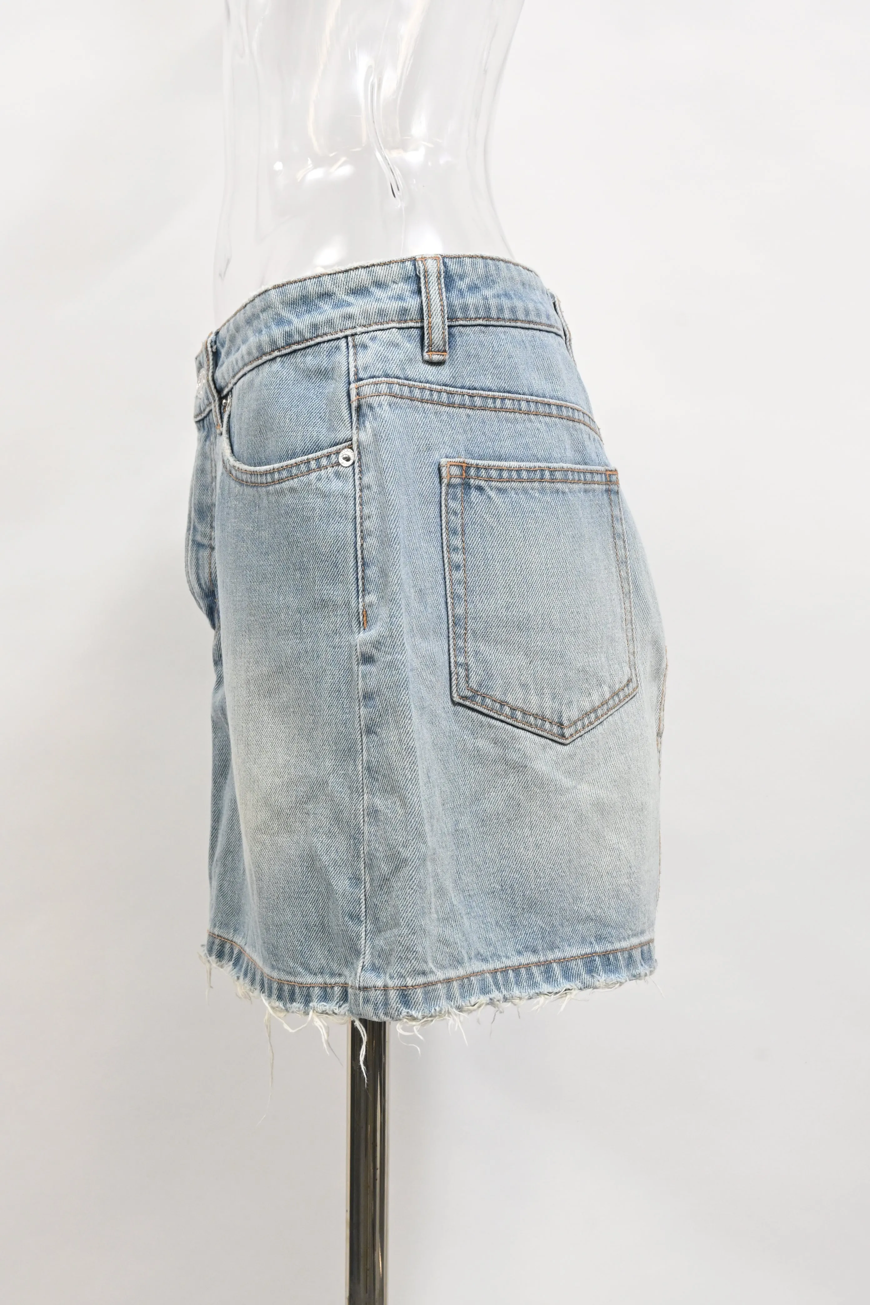 Marc by Marc Jacobs Mini A-Line Skirt in Blue Cotton Denim