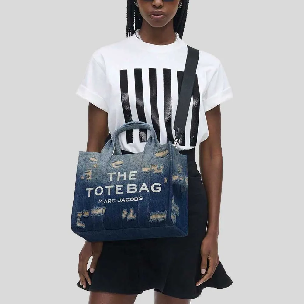 Marc Jacobs Bags MARC JACOBS The Rip And Repair Denim Medium Tote Bag Punk Indigo 2F4HTT002H05