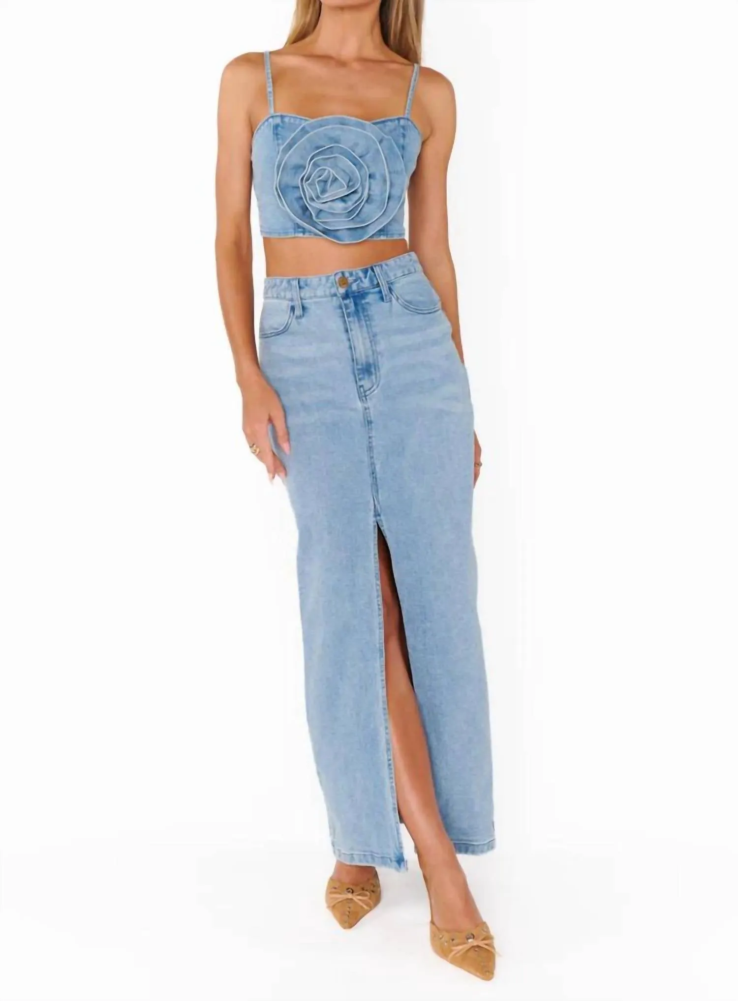 Mcentire Maxi Skirt In Stone Blue