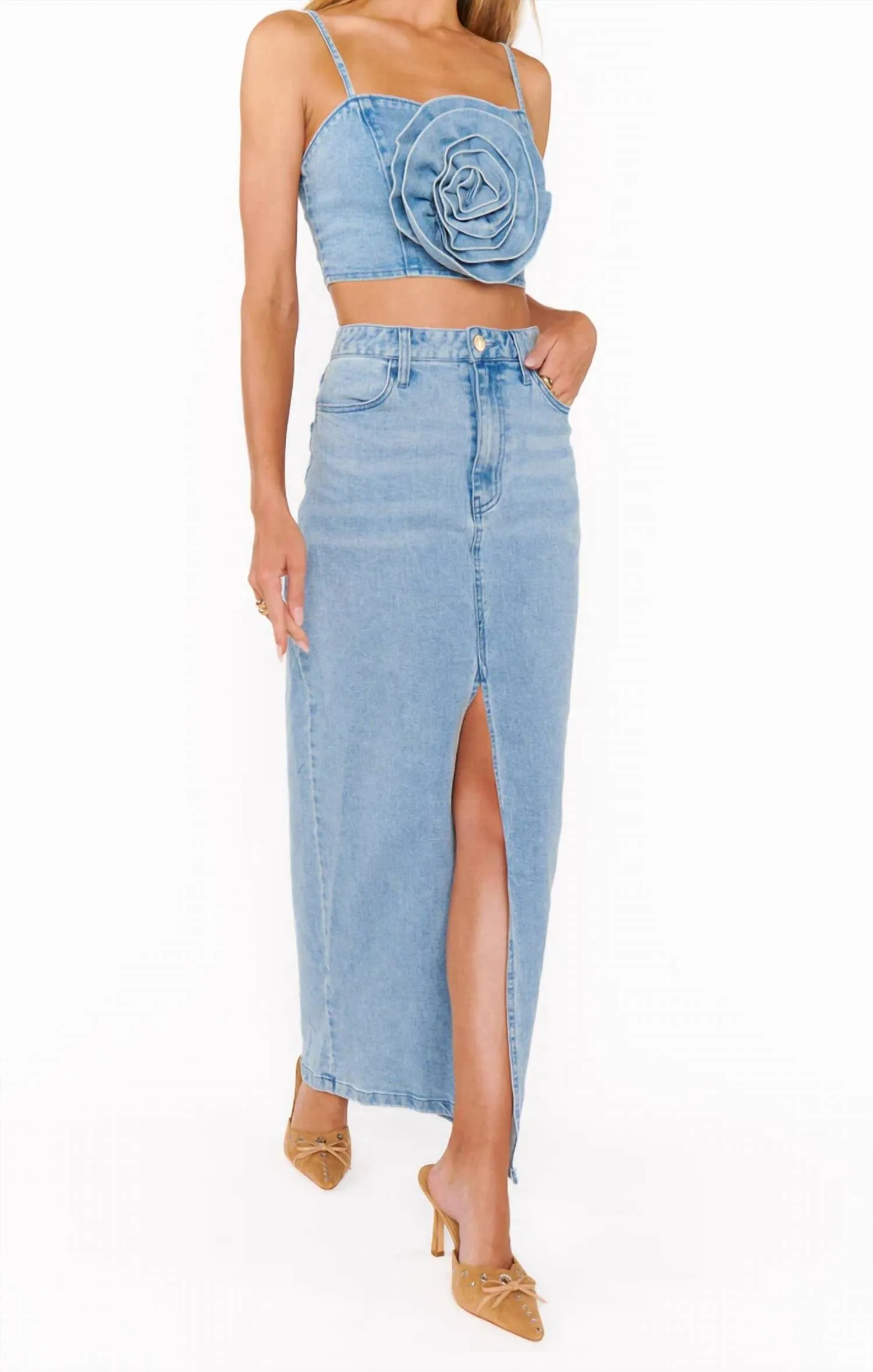 Mcentire Maxi Skirt In Stone Blue