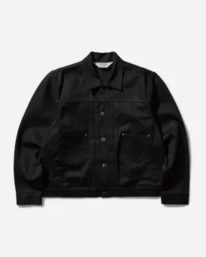 Men's Cropped Denim Trucker Jacket Black