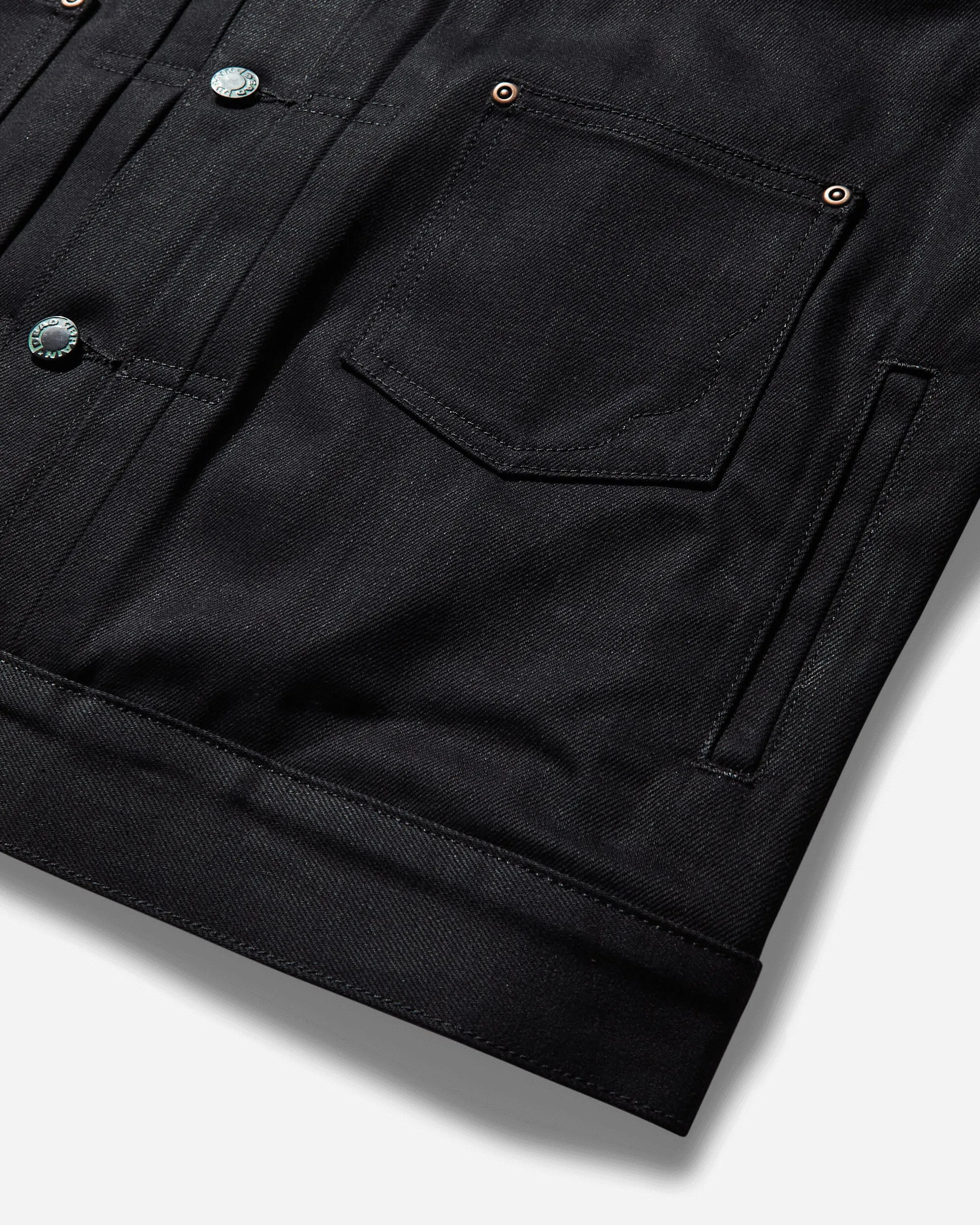 Men's Cropped Denim Trucker Jacket Black