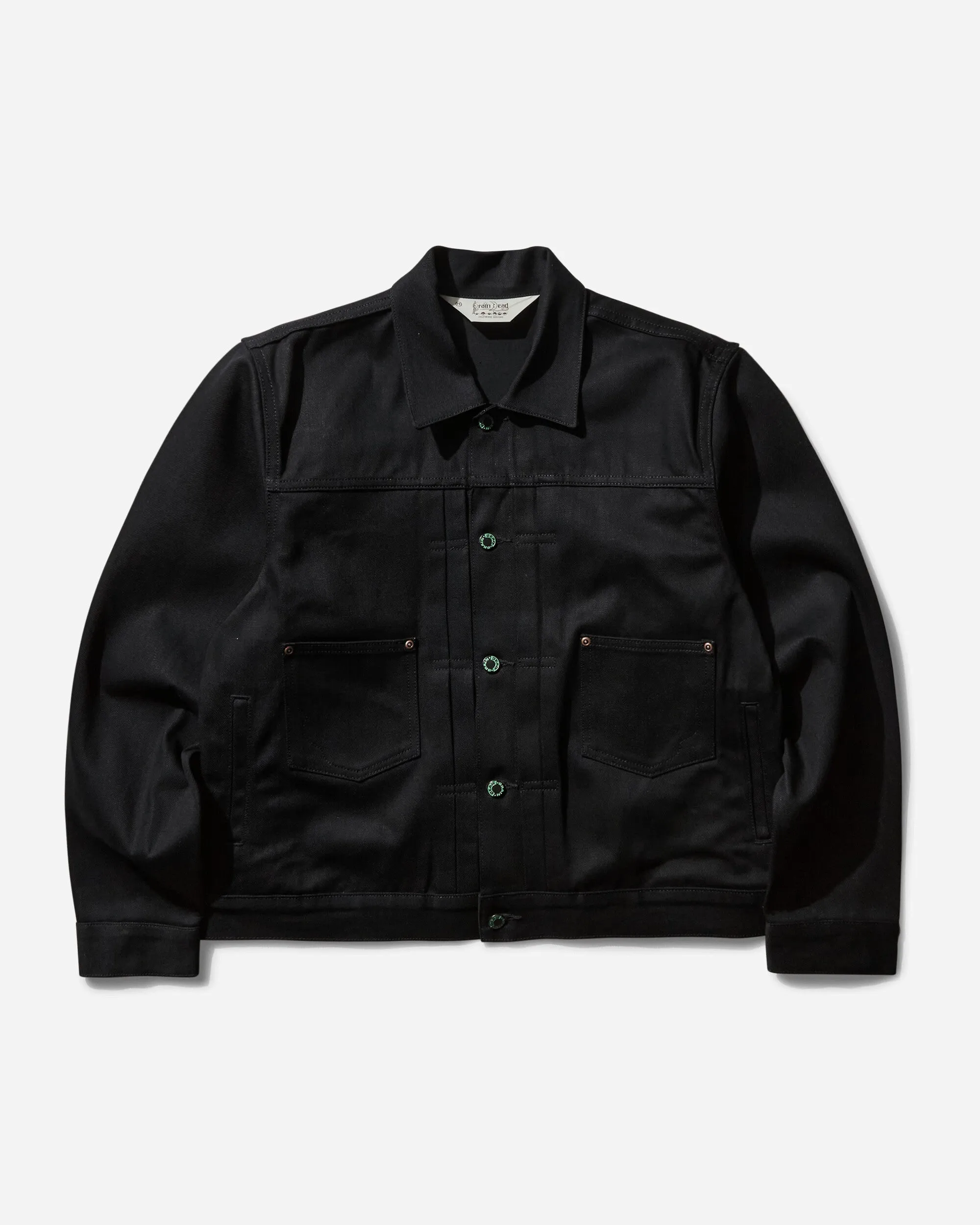 Men's Cropped Denim Trucker Jacket Black