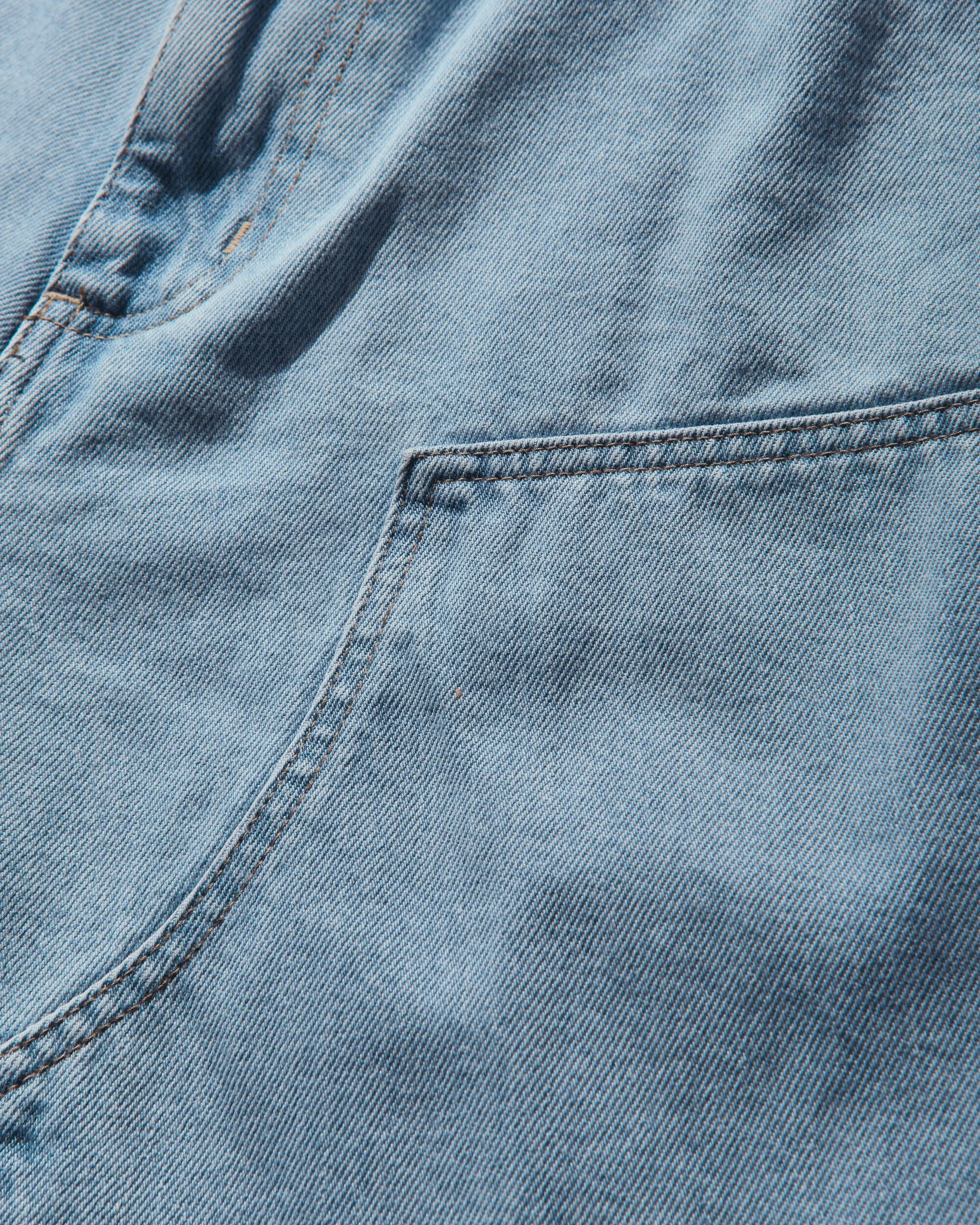 Men's Double Knee Shorts Blue (Heavy Stone Bleached)