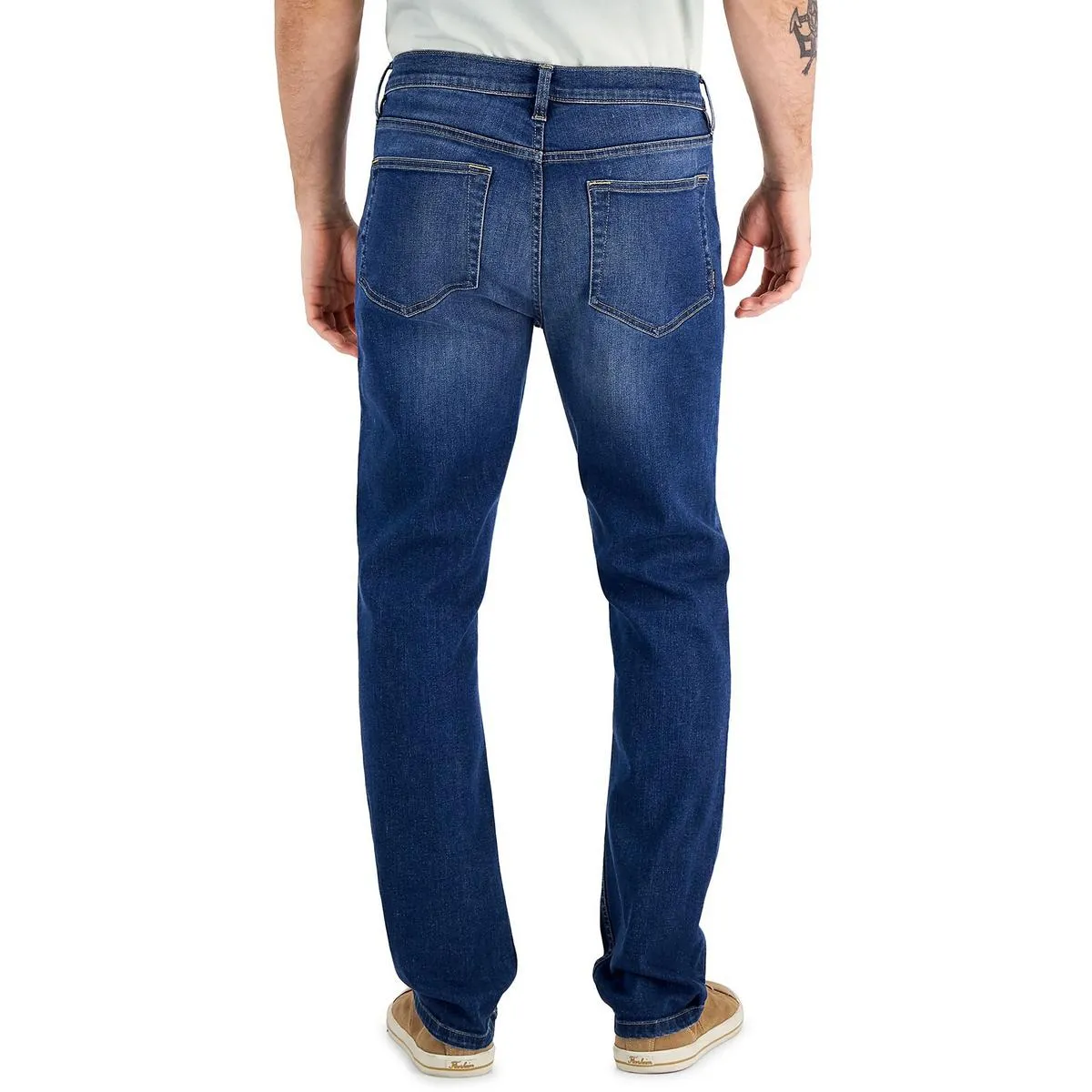 Mens Faded Denim Straight Leg Jeans