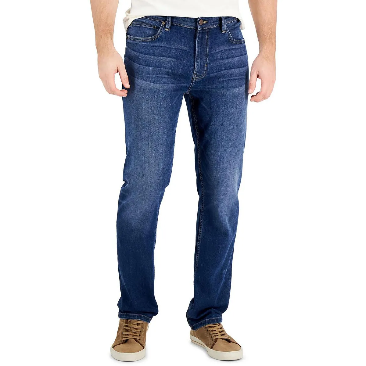 Mens Faded Denim Straight Leg Jeans