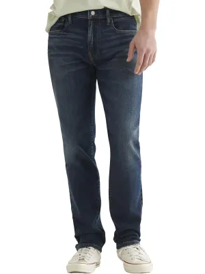 Mens Mid Rise Faded Straight Leg Jeans