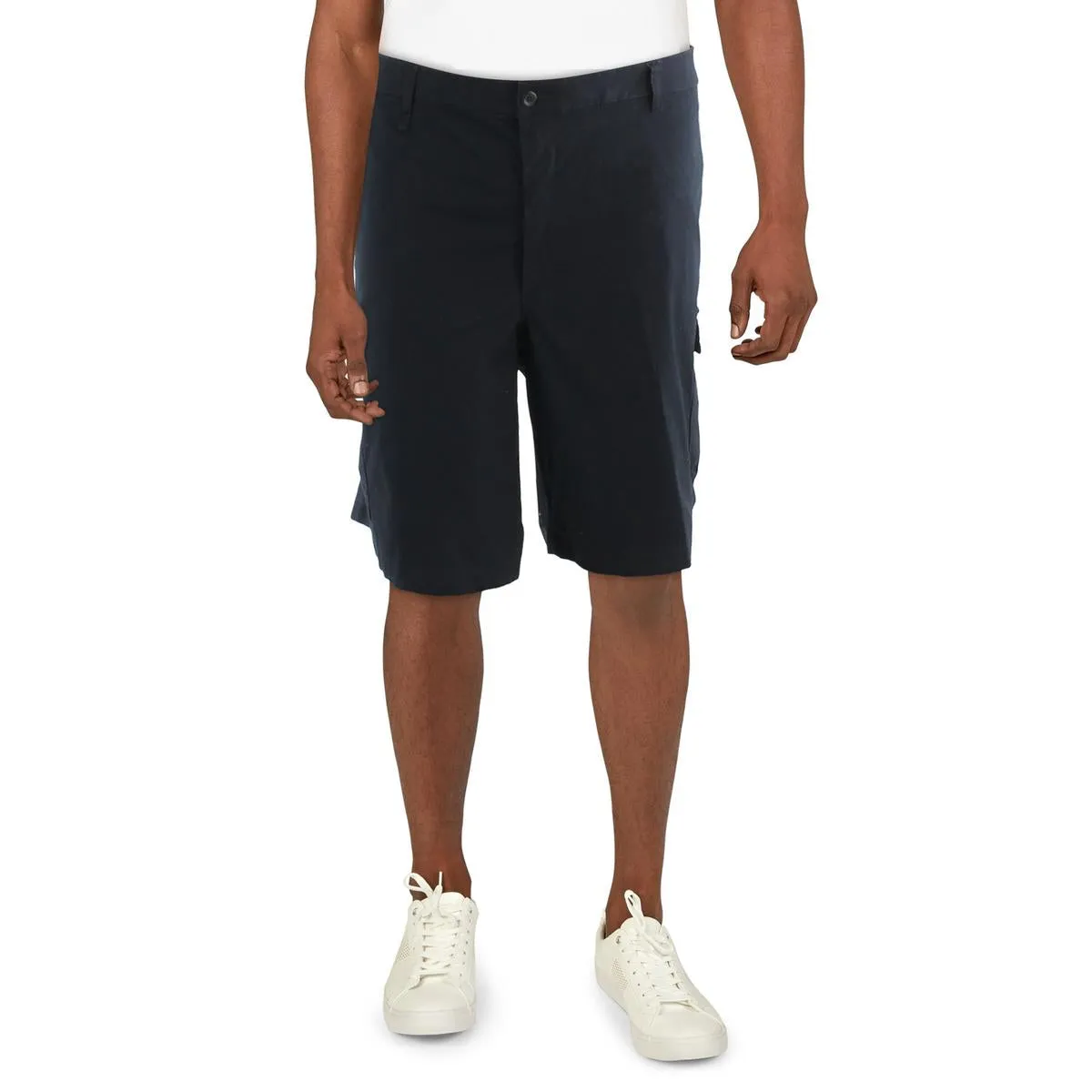 Mens Solid Cotton Cargo Shorts