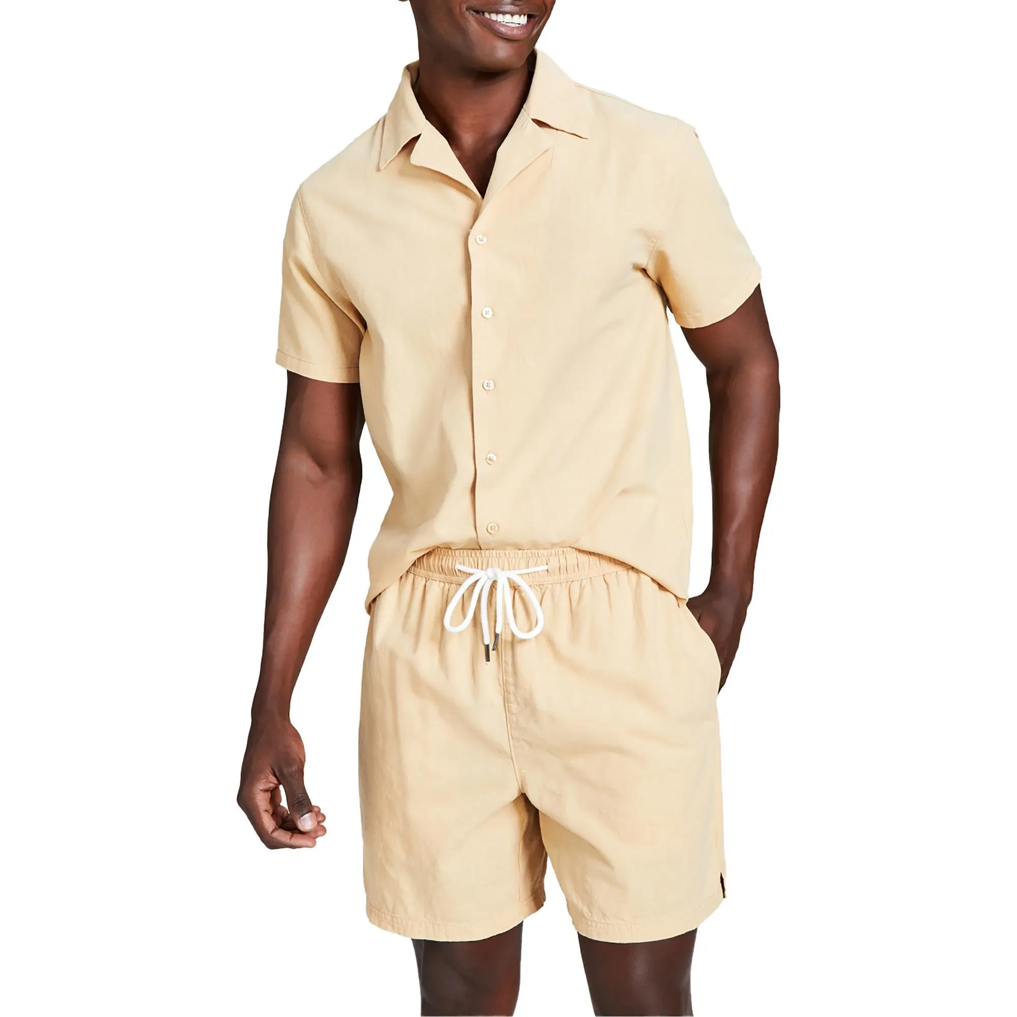 Mens Solid Cotton Casual Shorts