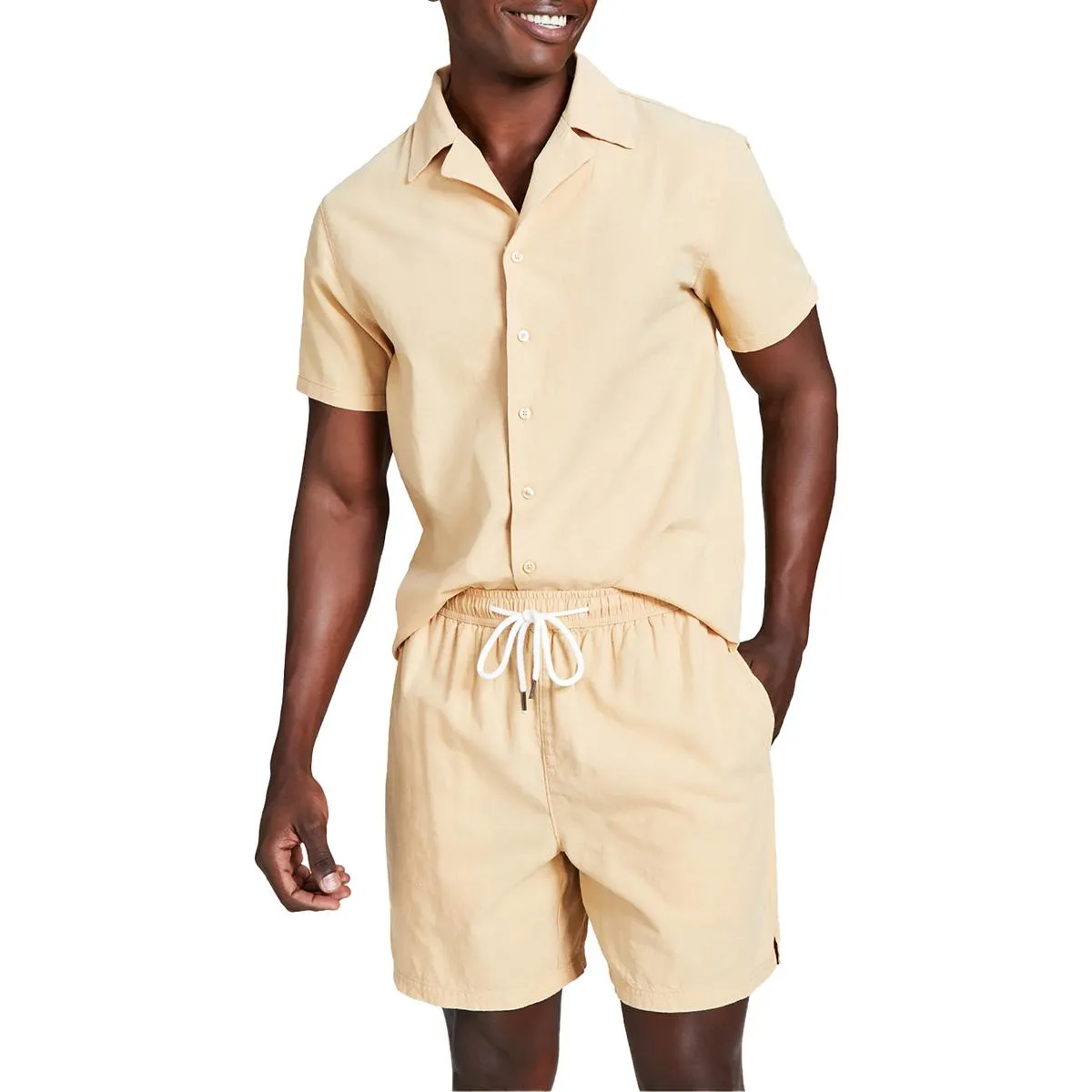 Mens Solid Cotton Casual Shorts