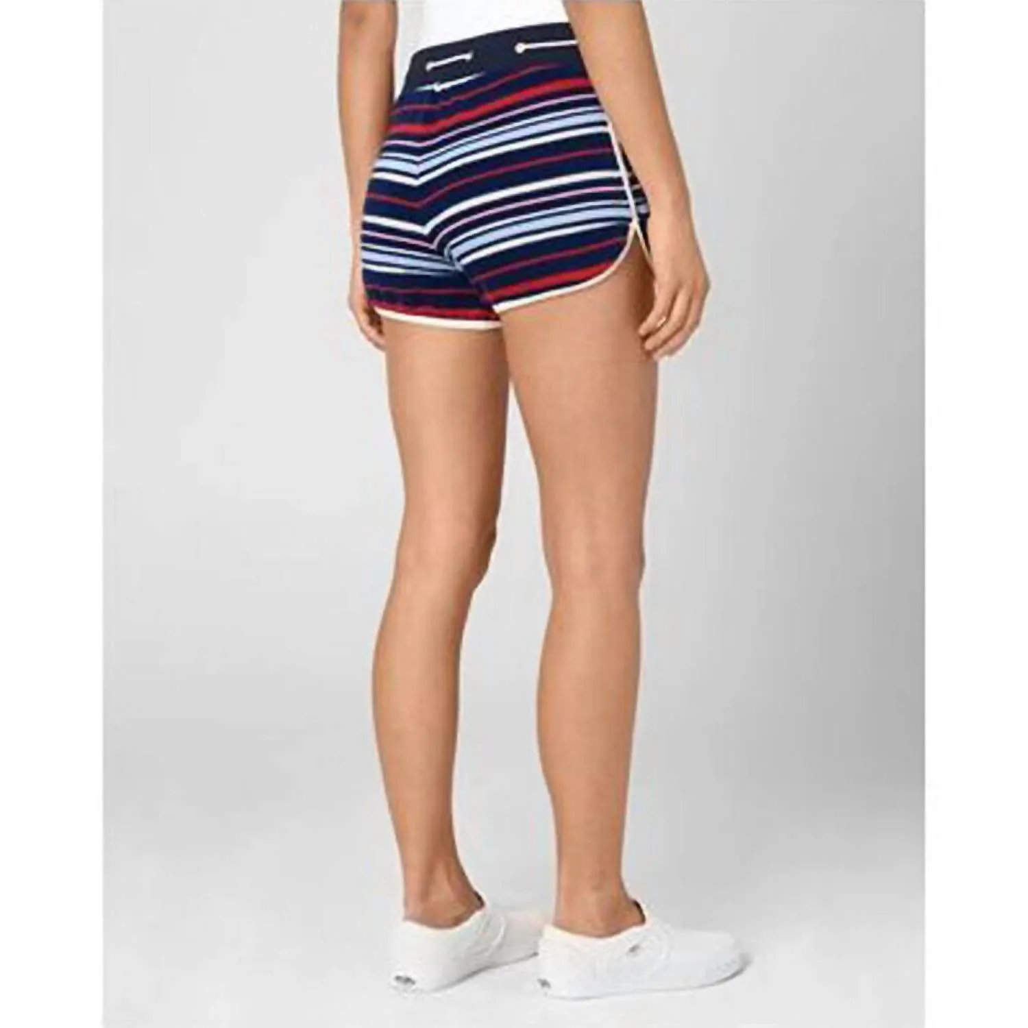 Micro Terry Striped Shorts In Multi