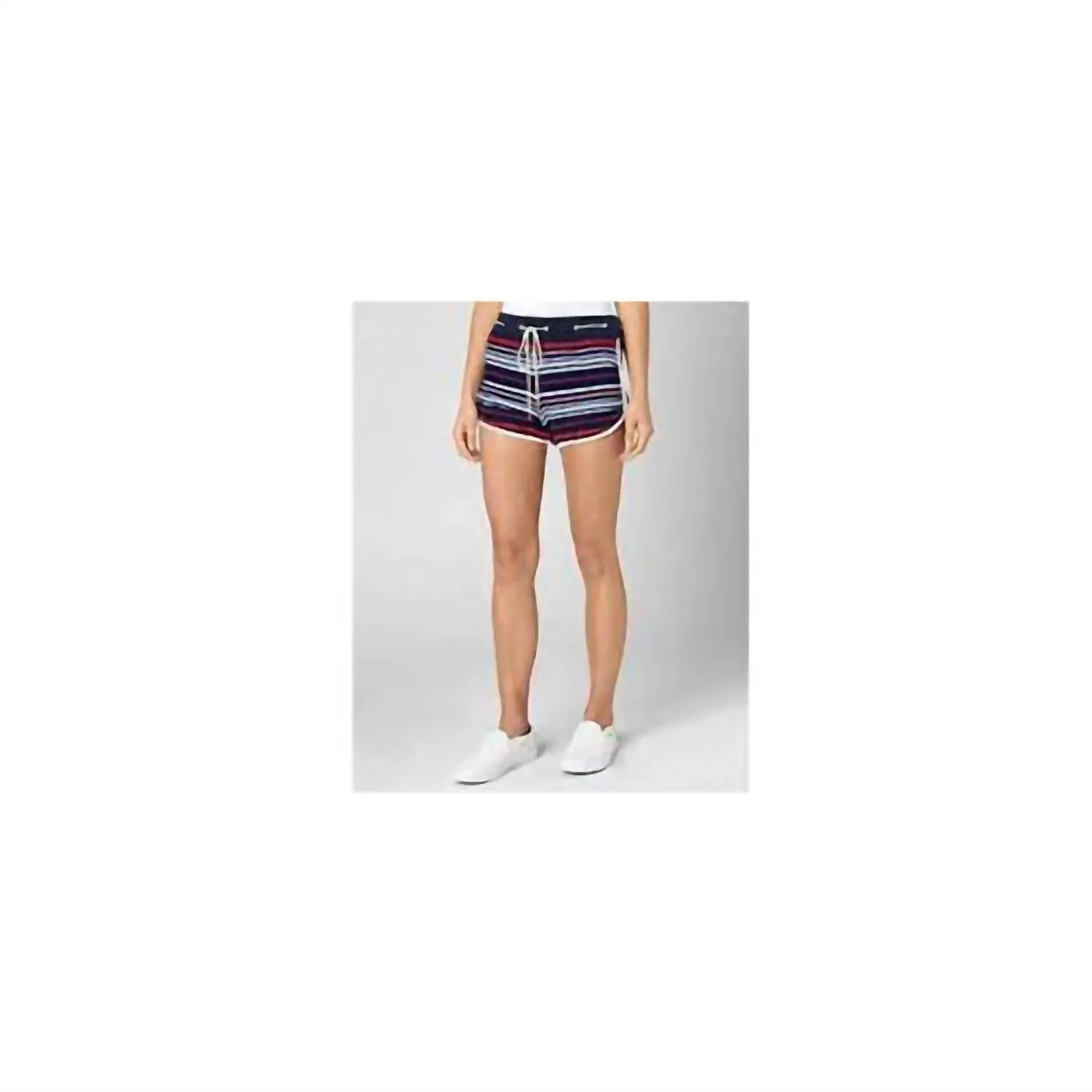 Micro Terry Striped Shorts In Multi