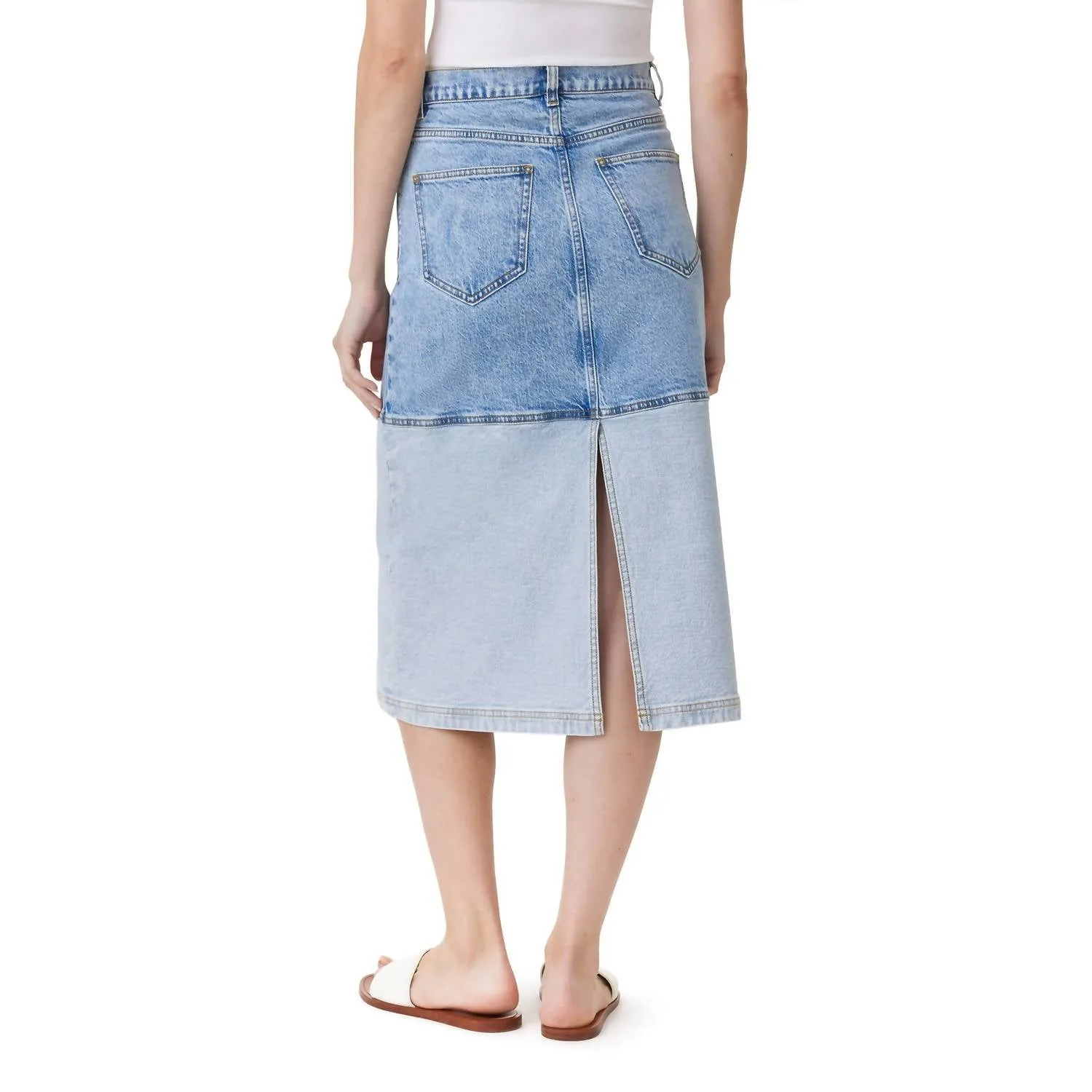 Midi Skirt With Contrast Hem In Pacific