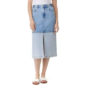 Midi Skirt With Contrast Hem In Pacific