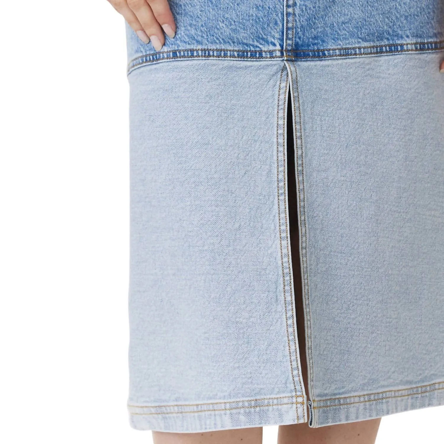Midi Skirt With Contrast Hem In Pacific