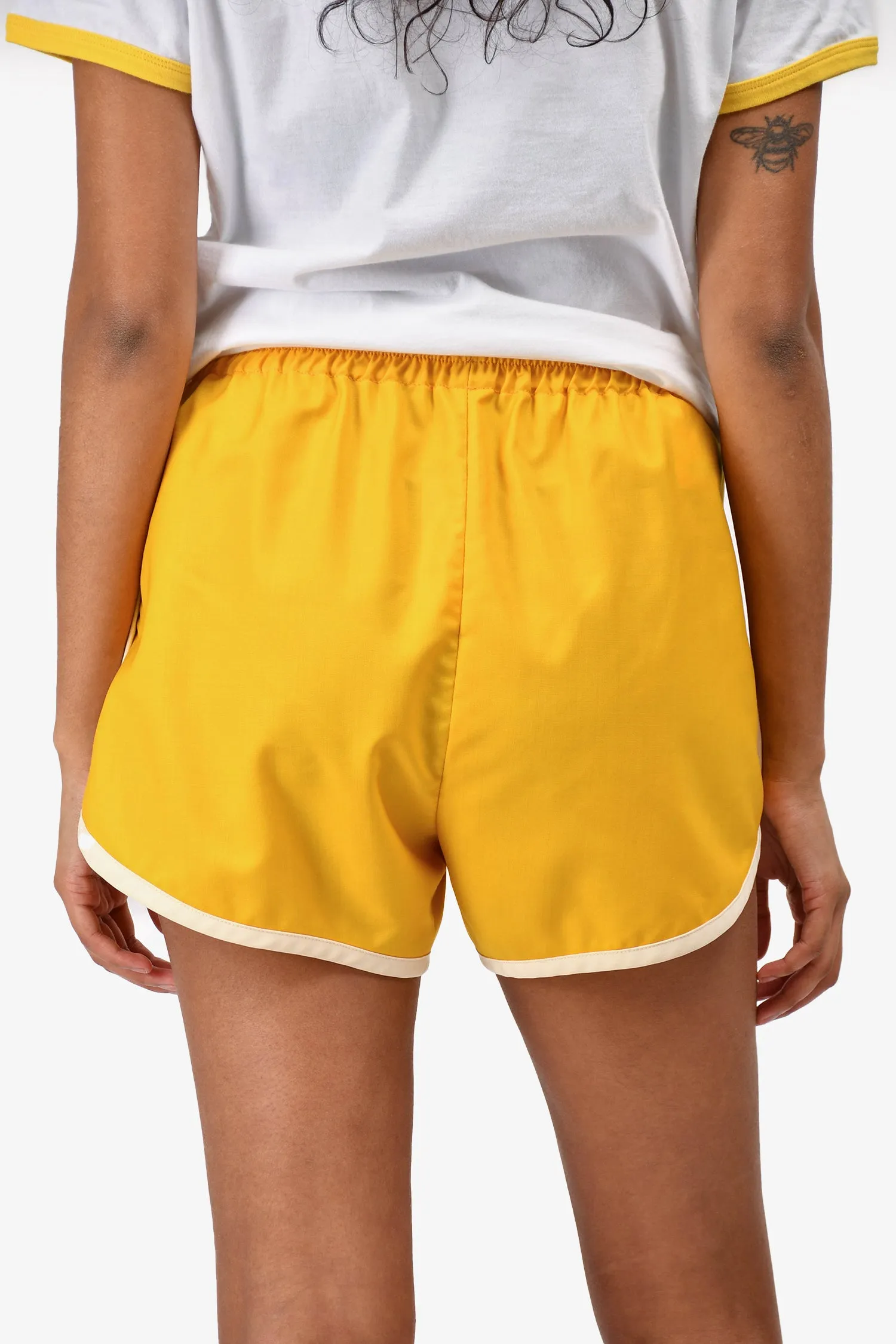 Miu Miu 2018 Yellow Nylon Drawstring Shorts Size 38