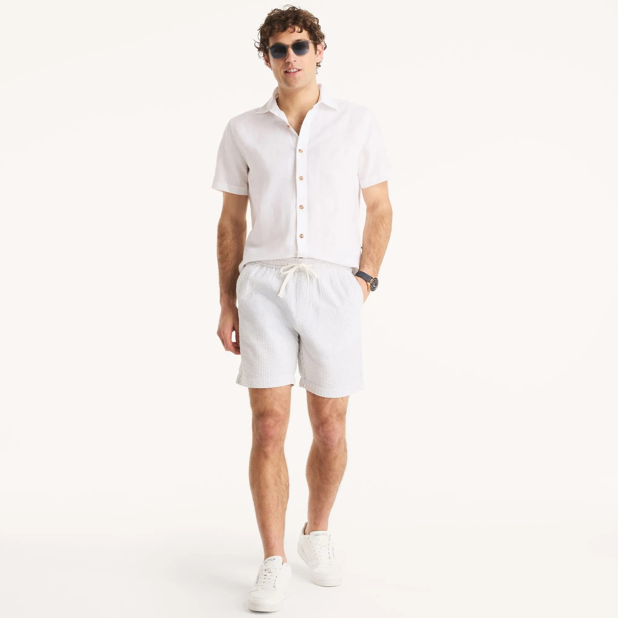Nautica Mens 7" Striped Seersucker Short